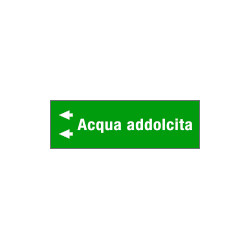 Foglio da 5 etichette fondo verde" ACQUA ADDOLCITA " sinistra