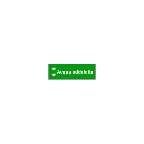 Foglio da 5 etichette fondo verde" ACQUA ADDOLCITA " sinistra