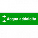 Foglio da 5 etichette fondo verde" ACQUA ADDOLCITA " sinistra