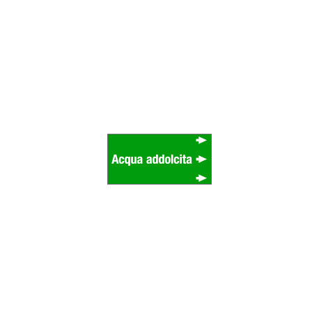 Etichetta fondo verde "ACQUA ADDOLCITA " destra