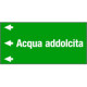 Etichetta fondo verde "ACQUA ADDOLCITA " sinistra