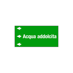 Etichetta fondo verde "ACQUA ADDOLCITA " sinistra