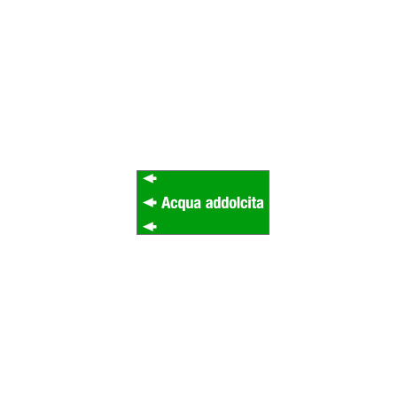 Etichetta fondo verde "ACQUA ADDOLCITA " sinistra