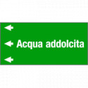 Etichetta fondo verde "ACQUA ADDOLCITA " sinistra