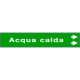 Foglio da 5 etichette fondo verde "ACQUA CALDA"freccia dx
