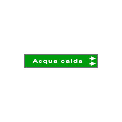 Foglio da 5 etichette fondo verde "ACQUA CALDA"freccia dx
