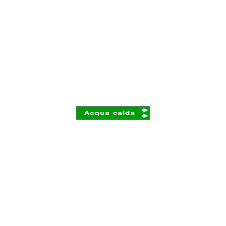 Foglio da 5 etichette fondo verde "ACQUA CALDA"freccia dx