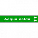 Foglio da 5 etichette fondo verde "ACQUA CALDA"freccia dx
