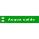 Foglio da 5 etichette fondo VERDE "ACQUA CALDA"freccia sx