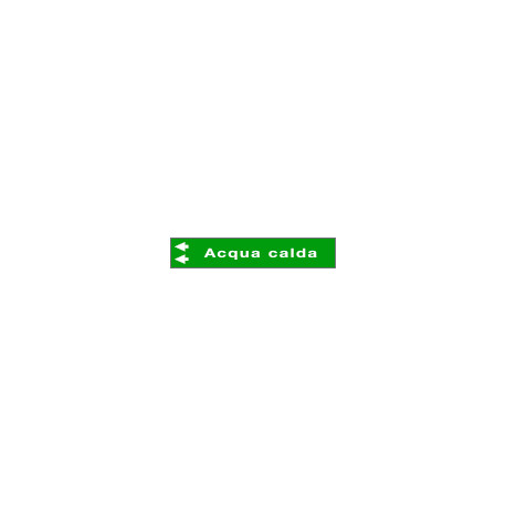 Foglio da 5 etichette fondo VERDE "ACQUA CALDA"freccia sx