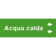 Foglio da 5 etichette fondo verde" ACQUA CALDA"