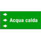 Foglio da 5 etichette fondo verde" ACQUA CALDA" freccia sx
