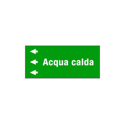 Foglio da 5 etichette fondo verde" ACQUA CALDA" freccia sx