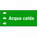 Foglio da 5 etichette fondo verde" ACQUA CALDA" freccia sx