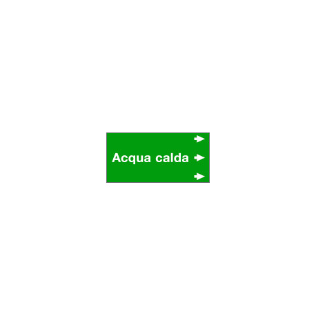 Etichetta fondo verde "ACQUA CALDA" destra