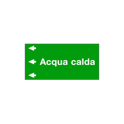 Etichetta fondo verde "ACQUA CALDA" sinistra