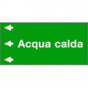 Etichetta fondo verde "ACQUA CALDA" sinistra