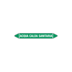 Foglio da 5 etichette autoadesive frecce+simb ACQUA CALDA SANITARIA