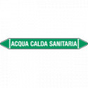 Foglio da 5 etichette autoadesive frecce+simb ACQUA CALDA SANITARIA