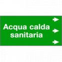 Etichetta fondo verde "ACQUA CALDA SANITARIA " destra