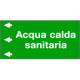 Etichetta fondo verde "ACQUA CALDA SANITARIA " sinistra