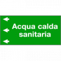 Etichetta fondo verde "ACQUA CALDA SANITARIA " sinistra