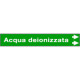 Foglio da 5 etichette fondo verde "ACQUA DEIONIZZATA"freccia destra