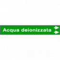 Foglio da 5 etichette fondo verde "ACQUA DEIONIZZATA"freccia destra