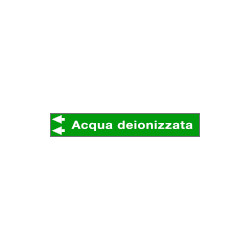 Foglio da 5 etichette fondo verde "ACQUA DEIONIZZATA"freccia sinistra