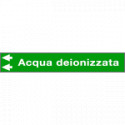 Foglio da 5 etichette fondo verde "ACQUA DEIONIZZATA"freccia sinistra
