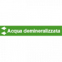 Foglio da 5 etichette fondo verde "ACQUA DEMINERALIZZATA"freccia sx