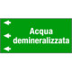 Etichetta fondo verde "ACQUA DEMINERALIZZATA" sinistra