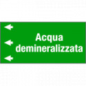 Etichetta fondo verde "ACQUA DEMINERALIZZATA" sinistra