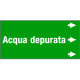 Etichetta fondo verde "ACQUA DEPURATA" destra