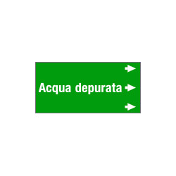 Etichetta fondo verde "ACQUA DEPURATA" destra