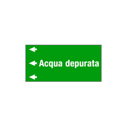 Etichetta fondo verde "ACQUA DEPURATA" sinistra