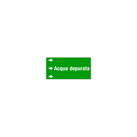 Etichetta fondo verde "ACQUA DEPURATA" sinistra