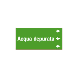 Foglio etichetta fondo verde "ACQUA DEPURATA" destra