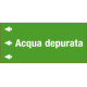 Foglio etichetta fondo verde "ACQUA DEPURATA" sinistra
