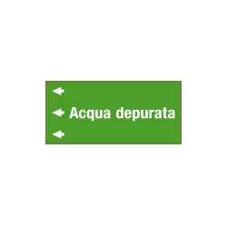 Foglio etichetta fondo verde "ACQUA DEPURATA" sinistra