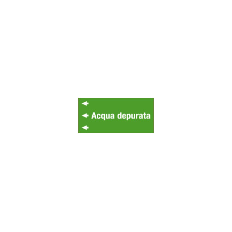 Foglio etichetta fondo verde "ACQUA DEPURATA" sinistra