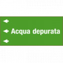 Foglio etichetta fondo verde "ACQUA DEPURATA" sinistra