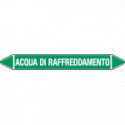Foglio da 5 etichette autoadesive con frecce+simb ACQUA DI RAFFREDDAM