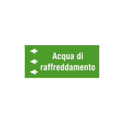 Foglio da 5 etichette fondo verde "ACQUA DI RAFFREDDAMENTO" sinistra
