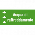 Foglio da 5 etichette fondo verde "ACQUA DI RAFFREDDAMENTO" sinistra