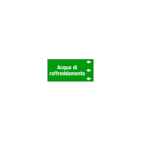 Etichetta fondo verde "ACQUA DI RAFFREDDAMENTO " destra