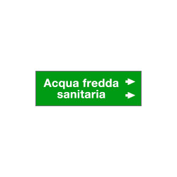 Foglio da 5 etichette fondo verde" ACQUA FREDDA SANITARIA freccia dx