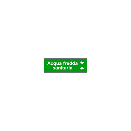 Foglio da 5 etichette fondo verde" ACQUA FREDDA SANITARIA freccia dx