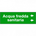Foglio da 5 etichette fondo verde" ACQUA FREDDA SANITARIA freccia dx