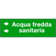 Foglio da 5 etichette fondo verde" ACQUA FREDDA SANITARIA freccia sx